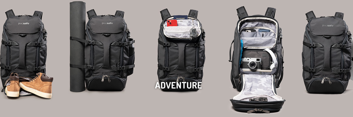 Pacsafe Adventure Outdoor Rucksäcke und Taschen mit Diebstahlschutz für Abenteuer & Sport