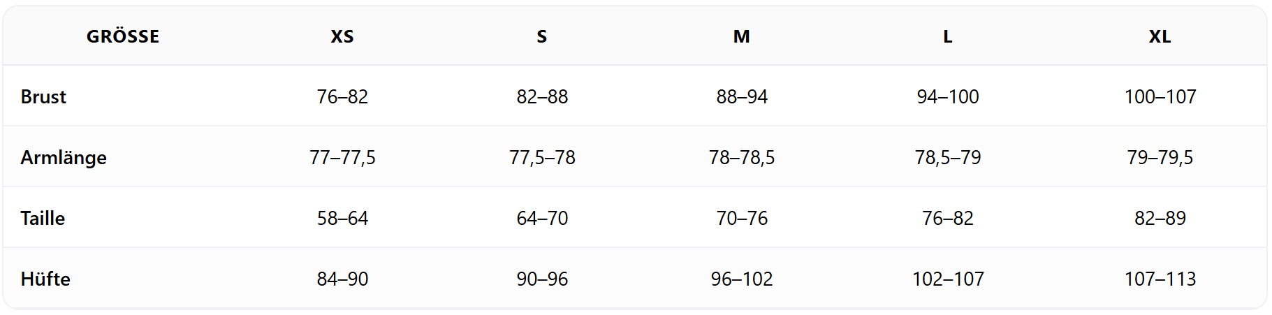Gr��entabelle Icebreaker Oberteile Frauen: 